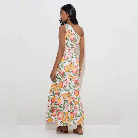 L.O.V. by Westside One Shoulder Maxi Pomegranate Dress Size S - Picture 3 of 9